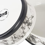 Bone Dry Pet Bowl Collection Ceramic Set, Medium, Marble, 2 Count White