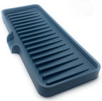 Happitasa Silicone Soap Dish Tray and Sponge Holder with Drain Chute | Bathroom and Kitchen Sink Organizer Caddy (Smoky Blue, 9"x3.5", 5.6 Ounces)