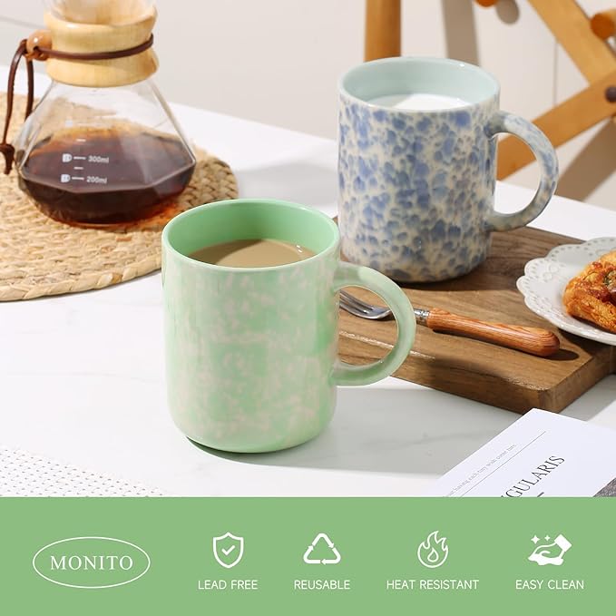 MONITO 17 OZ Coffee Mugs Set of 4, Ceramic Modern Coffee Mugs Set with handle for Tea/Latte/Milk/Cocoa.