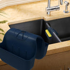 Sponge Holder for Kitchen Sink, Silicone Sink Saddle Caddy Organizer Rack, Sponges Holder Over Faucet, Hanging Kitchen Organizer Accessories Rack Basket - Navy Blue