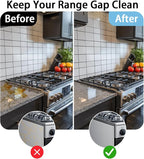 Stainless Steel Stove Gap Cover (2 Pack, Black), Stove Gap Filler for Kitchen, Range Trim Kit, Heat Resistant with Easy Clean, Adjustable Length 13.8” to 27.5”