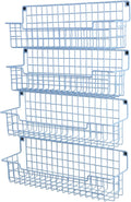 Spice Rack Wall Mount, Wall Spice Organizer for Kitchen Cabinet Door, Pack of 4 Hanging Spice Rack for Wall Saving Kitchen Space, Light Blue