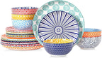Selamica Ceramic Plates and Bowls Sets,18 Pieces Dinnerware Sets for 6,Dishwasher & Microwave Safe dish set,Family & Holiday Dining, Assorted Colors