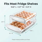 Zagtag® Egg Holder for Fridge, 2-Tier Stackable 40 Eggs Organizer Drawer for Refrigerator, Space-Saving Egg Container, Clear Plastic Egg Tray for Kitchen Storage