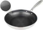 10" Hybrid Nonstick Frying Pan, Stainless Steel Ceramic Nonstick Skillet, Non Stick Pan for Eggs, Steak & Everyday Cooking, Induction Compatible, Oven Safe Cookware