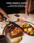 Stapava 48-Piece Rose Gold Silverware Set with Steak Knives, Stainless Steel Cutlery Flatware Set for 8, Utensil Sets Include Forks Spoons and Knives for Home, Mirror Polished, Dishwasher Safe