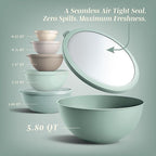 COOK WITH COLOR Nesting Mixing Bowls - 12 Piece Plastic Bowl Set with Lids, Microwave Safe (Mint Ombre)