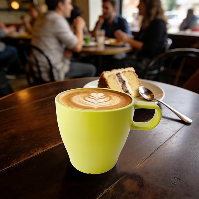 10 oz Coffee cups Eco-Friendly, Shatter-Resistant Mug with Hanging Ears | Thickened Porcelain-Like Material | Suitable for Both Commercial and Home use(6-pack) (Green)