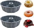 2 Pack Silicone Cake Pan Nonstick,10 Inch, Silicone Cake Molds,Pound Cake Pan, Baking for Jello,Gelatin,Cake,Brownie and Bread (Grey+Grey)