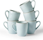 famiware Jupiter Coffee Mugs Set of 6, 13 oz Coffee Mug, Microwave and Dishwasher Safe, Coffee Cups with Handle for Coffee, Tea, Cocoa, Milk, Light Blue