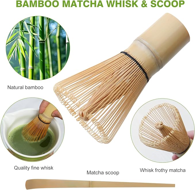 Matcha Whisk Set, Premium Ceremonial Grade Matcha Set Includes Matcha Bowl, Bamboo Scoop, Matcha Powder Sifter, Matcha Whisk and Holder for Matcha Lovers