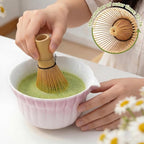 Matcha Whisk Set, Matcha Kit 5 Pcs, Daisy Matcha Bowl and Whisk Set with Sifter, Holder & Scoop，Japanese Ceremony Matcha Tea Making Tools, Complete Starter Set for Beginners, Purple