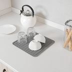 MicoYang Silicone Dish Drying Mat for Multiple Usage,Easy clean,Eco-friendly,Heat-resistant Silicone Mat for Kitchen Counter or Sink,Refrigerator or Drawer liner Grey M 12 inches x 12 inches