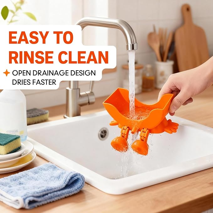 Cute Hanging Sponge Holder with Drainage, Peeing Scrub Sponge Holder, Ponge Holder for Kitchen Sink, Funny Sponge Stand for Kitchen Sink, 3D Printing Countertop Sponge Holders (Blue)