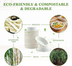 Vplus 200 Pack 16 OZ Paper Bowls, Disposable Compostable Bulk, Eco-friendly Bagasse, Heavy-duty Bowls Perfect for Milk Cereals, Snacks, Salads