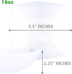 PLASTICPRO Disposable Square Serving Bowls, Party Snack or Salad Bowl, Plastic Clear or White Pack of 4 (16 OUNCE, White)