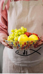 MAGCOLOR Hand Painted Colorful Woven Glass Crystal Salad & Fruit Bowl Decoration,Centerpiece For Home,Office,Wedding Decor, Fruit, Snack, Dessert, Server