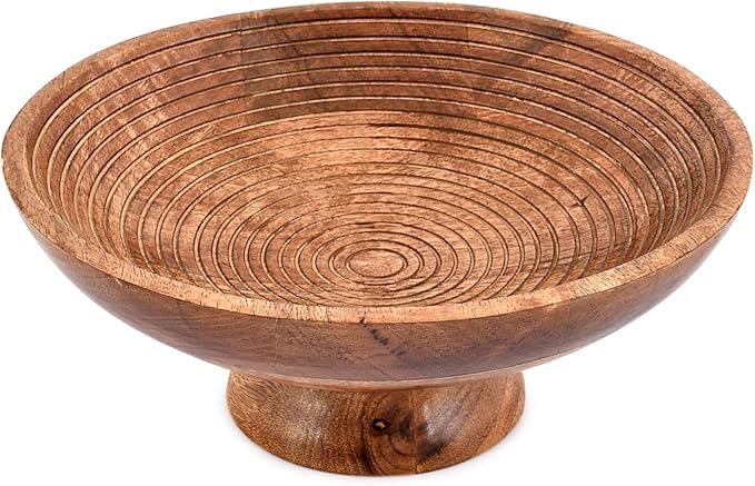 NIRMAN FRUIT BOWL Mango Wood Round Shaped Serving Bowl For Fruit,Dessert Platter Tray Dish Kitchen Dining Fruit,Dessert,Snack (12" x 12" x 5")