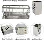 Sponge Holder for Kitchen,soap dispenser holder,multifunctional Stainless Steel sink caddy with Brush Holder,bathroom sink Organizers for Essentials,hand sanitizer holder,toothbrush Toothpaste holder