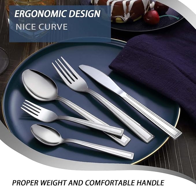 30-Piece Silverware Set - Flatware Stainless Steel Silverware Set for 6, Include Spoons and Forks Set, Mirror Polished, Dishwasher Safe, Cutlery Set for Home Kitchen Restaurant Hotel
