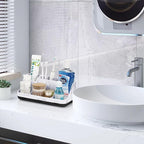 GFWARE Marble Bathroom Countertop Organizer - Detachable 7 Slots Kids Electric Toothbrush and Toothpaste Holde Drainage for Bathroom Accessories Organization Counter Vanity Storage, Black