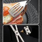 3PCS 9.8-Inch Stainless Steel Salad Tongs for Serving Heavy Duty Serving Tongs for Home Parties, Weddings, Buffets, Barbecues, Kitchen Utensils for Cake, Steak, Salad and More (3, Silver)