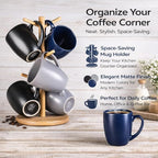 GBhome 16oz Coffee Mugs Set of 6, Large Ceramic Coffee Mugs for Man, Woman, Dad, Mom, Modern Coffee Mugs Set with handle for Tea/Latte/Cappuccino/Milk/Cocoa. Dishwasher&Microwave Safe,Multi-Color
