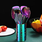 Rainbow Kitchen Utensils Set,13 Pieces Stainless Steel Cooking Utensils Set With Titanium Rainbow Plating,Kitchen Tools Set With Utensil Holder For Non-Stick Cookware Dishwasher Safe (13 Packs)