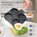 GiPP Non Stick Egg Pan, 4-Cup Granite Omelette Pan Skillet for Breakfast, Pancake Pan with Heat-Resistant Handle, Compatible with All Stovetops, Easy to Clean, PFOA Free, Grey