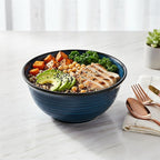 MEKY Serving Bowls, 84 Ounce Mixing Bowl Set of 2, 9 Inch Large Ceramic Salad Bowls for Kitchen, Perfect for Cooking Baking Soup Pasta Fruit and Popcorn, Microwave and Dishwasher Safe, Blue