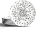 8-Inch Salad Plates Set of 6, Black White Grid Pattern Ceramic Plates, Checkerboard Design for Lunch, Pasta & Salad, Microwave & Dishwasher Safe