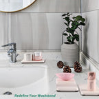 NiuYichee 2 Pcs Water Absorbing Stone Trays, Kitchen/Bathroom Sink Soap Dish, Diatomite Tray Used for Hand Soap & Cosmetic Bottles in The Modern Home, 3.15" W x 6.3" L, White