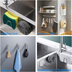 LYART 4Pcs Premium Sink Sponge Holder for Kitchen Sink Caddy Brush - SUS304 Stainless Steel Waterproof Rustproof Quick Drying Strong Self Adhesive (1. Silver X 4Pcs)