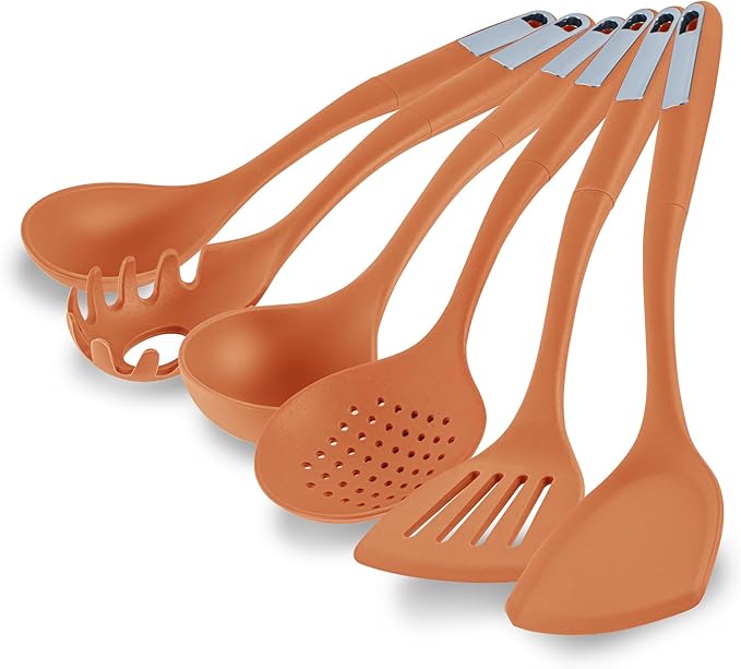Met Lux Kitchen Utensil Sets, 10 Silicone Utensil Sets - 6 Pieces Per Set, High-Heat Tolerance, Orange Silicone Kitchen Utensils, For No-Stick Cookware - Restaurantware