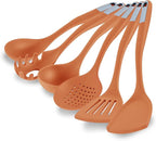Restaurantware Silicone Utensil Set Pack of 1 Non-Slip Handle 6-Piece Kitchen Tool Set, Heat-Resistant Dishwasher-Friendly Cooking Accessories, Durable Orange Cooking Utensils