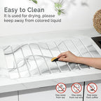Large Stone Dish Drying Mat for Kitchen Counter, 2 PCS Quick Dry Stone Mats, Foldable Water Absorbing Diatomaceous Earth Drying Dishes Pad for Countertop Bottle Utensil Cup(Black White 24"×16"&8"x4")