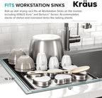 Kraus Multipurpose Workstation Sink Roll-Up Dish Drying Rack, Colander and Trivet in Black, KRM-11BL