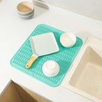 MicoYang Silicone Dish Drying Mat for Multiple Usage,Easy clean,Eco-friendly,Heat-resistant Silicone Mat for Kitchen Counter or Sink,Refrigerator or Drawer Liner Mint XL 18 inches x 16 inches
