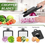 HomeHacks Vegetable Chopper Vegetable Cutter, 12 in 1 Kitchen Gadget, Dicer, Slicer, Onion Cutter, Salad, Cheese Grater & Egg Separator - Multi-Functional Veggie Chopper Lid with Handle (White)
