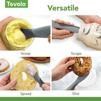 Tovolo Scoop and Spread Large Dual End Silicone Sandwich Spreader Tool with Nylon Handle, BPA Free Dishwasher Safe Silicone and Nylon Tool for Spreading and Scooping, Thyme Green and Charcoal Gray