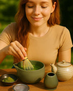 20OZ Matcha Whisk Set - 5PCS Japanese Tea Set Includes Matcha Bowl with Spout, Bamboo Whisk with Ceramic Holder, Bamboo Scoop and Sifter, Matcha Kit for Ceremony, Gift for Matcha Lovers (Matcha Green)