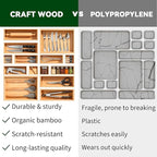 Bamboo Drawer Organizer 14 Pcs for Kitchen Multi-purpose Storage Dividers for Kitchen, Office, Jewelry, Cosmetics, Wooden Drawer Dividers for Drawer Organizer Desk Organizer Gift for Women Gifts Idea