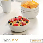 WishDeco Cereal Bowls Set of 4, White Soup Bowls 20 oz, Ceramic Breakfast Bowl 6 Inch, Kitchen Bowl for Salad, Pasta, Ramen, Oatmeal, Noodle, Rice, Microwave and Dishwasher Safe