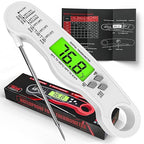 Fast Instant Read Meat Thermometer with Backlight - Waterproof Digital Food Probe for Grilling, Cooking, Baking & Candy Making - Kitchen & BBQ Essential(White)