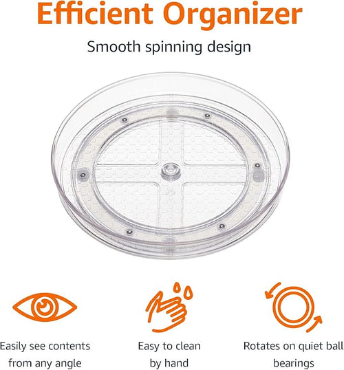 Amazon Basics Clear Lazy Susan Turntable Organizer, 12-Inch, 2-Pack