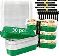 30 Pack 6.8oz Christmas Green Disposable Rectangular Aluminum Foil Mini Loaf Pans with Lids,Mini Cake Pans for Baking, Loaf Baking Pans, Small Containerfor for Patrick’s Day Party