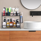 LEMIKKLE Large Countertop Organizer for Bathroom Counter, Bathroom Organizers and Storage, Under Sink Organizer Spice Rack Organizer for Kitchen with Basket(Black)