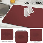 WISELIFE Dish Drying Mat Super Absorbent Drying Mat Large Dish Drying Mats for Kitchen Counter Easy Clean Dish Mat Kitchen Drying Mat18"x 36" Classic Red