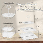 2 Pack of Plastic Square Dessert Cupcake Stand, 3 Tier Cup Cake Holder Tower for Tea Party/Birthday/Wedding, Plastic Tiered Serving Tray (White)