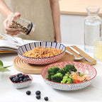 KitchenTour Pasta Bowls 26 Ounce, Porcelain Salad Bowls Serving Bowls Set of 6, 8 inch Ceramic Soup Bowls Dinner Bowls, Dishwasher and Microwave Safe, Assorted Colors